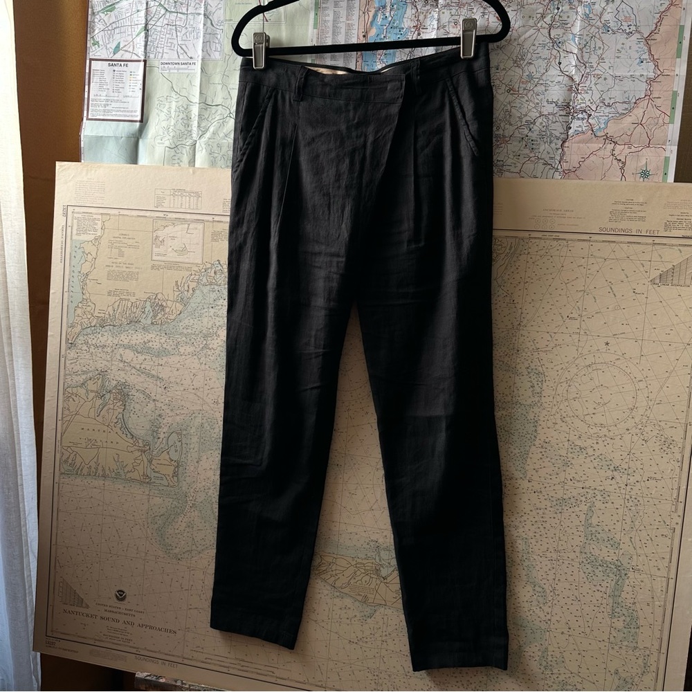 Vince - Black Linen blend asymmetrical closure pants - 6
